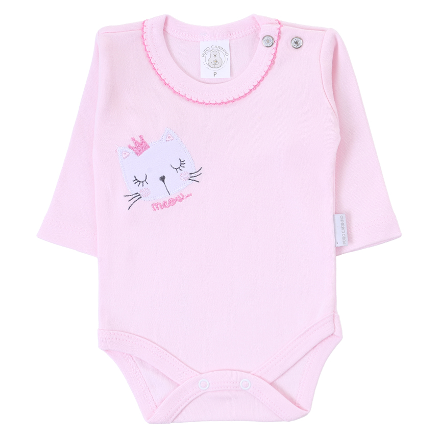 Conjunto Puro Carinho Body E Bordado Gatinha E Calça 2 Peças