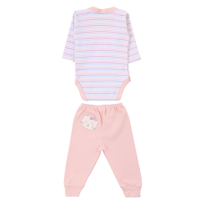 Conjunto Puro Carinho Body E Bordado Gatinha E Calça 2 Peças