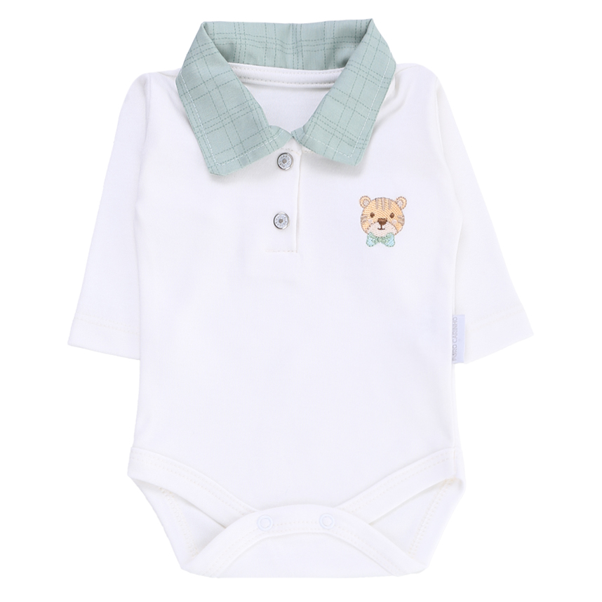 Conjunto Puro Carinho Body Bordado Tigre E Calça 2 Peças