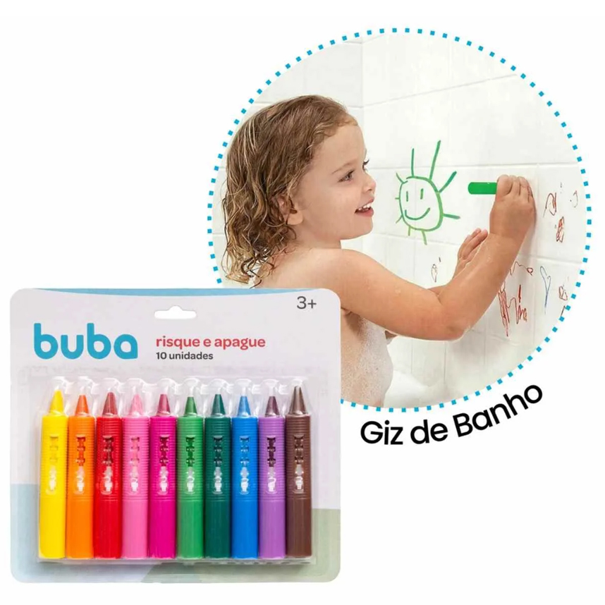 Brinquedo para Banho Buba Giz Risque E Apague 10 Unidades Brinquedo para Banho Buba Giz Risque E Apague 10 Unidades
