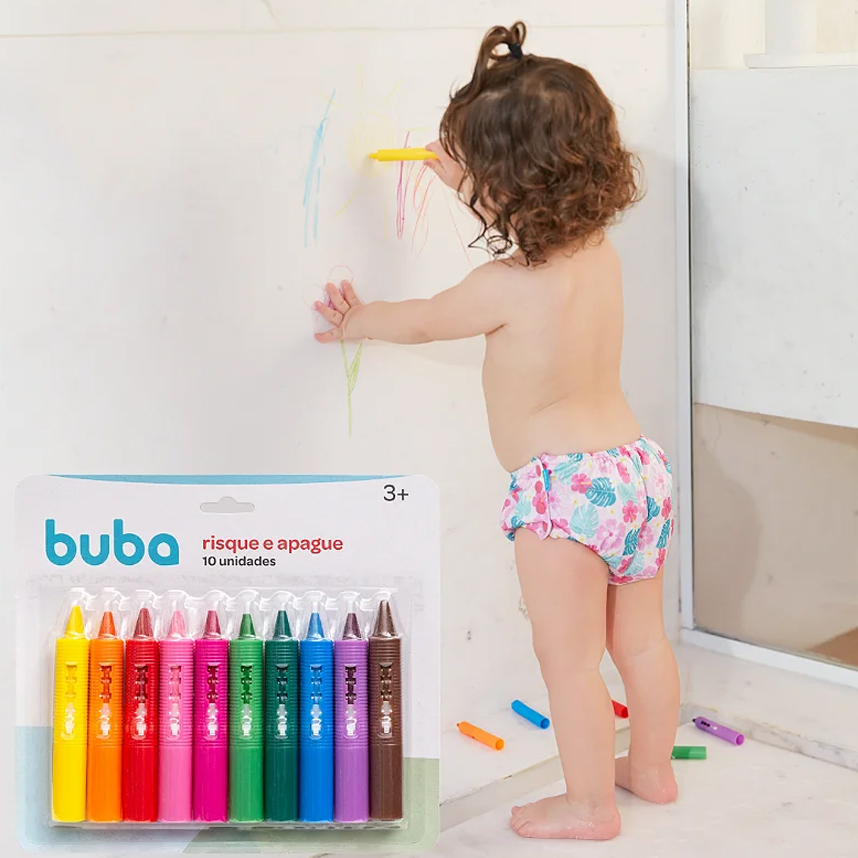 Brinquedo para Banho Buba Giz Risque E Apague 10 Unidades Brinquedo para Banho Buba Giz Risque E Apague 10 Unidades