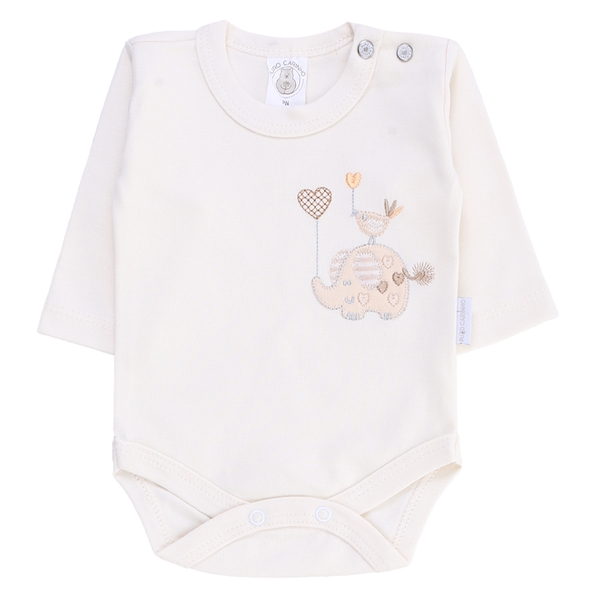 Conjunto Puro Carinho Body Bordado Elefante E Calça 2 Peças