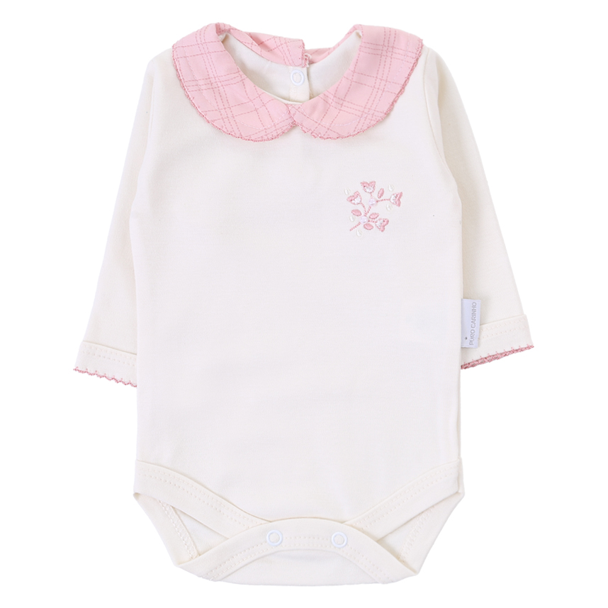 Conjunto Puro Carinho Body Bordado Flor E Calça 2 Peças