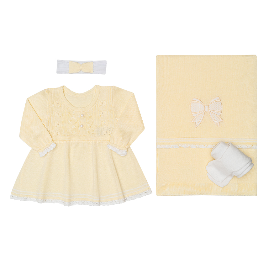 Saída Maternidade Fofinho Vestido Meia Faixa E Manta 4 Peças Saída Maternidade Fofinho Vestido Meia Faixa E Manta 4 Peças