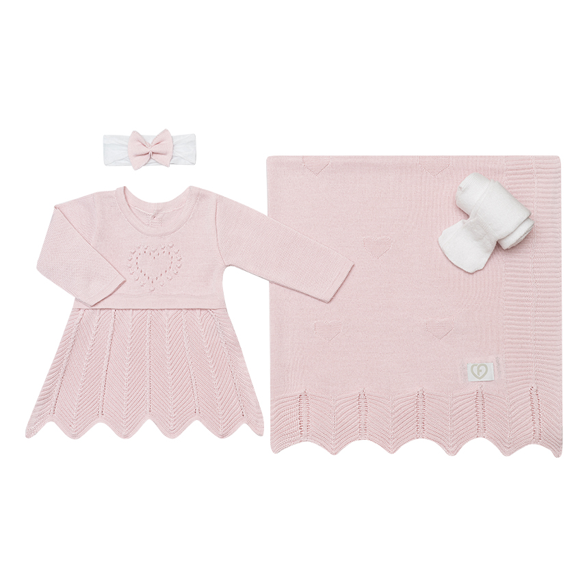 Saída Maternidade Fofinho Vestido 4 Peças Saída Maternidade Fofinho Vestido 4 Peças