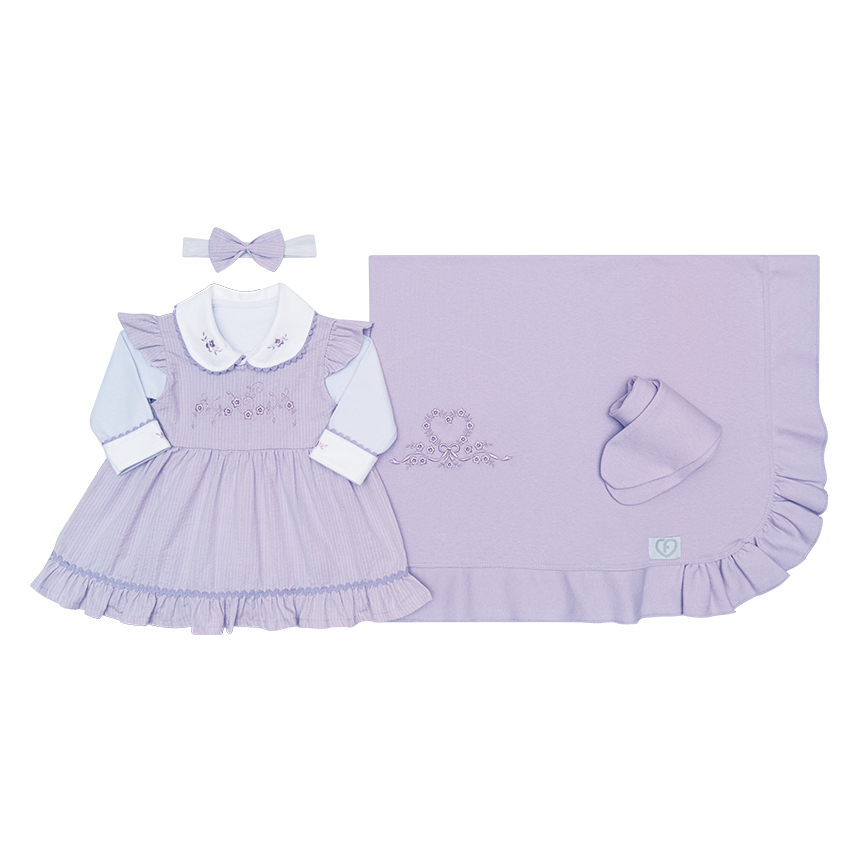 Saída Maternidade Fofinho Vestido 5 Peças Saída Maternidade Fofinho Vestido 5 Peças