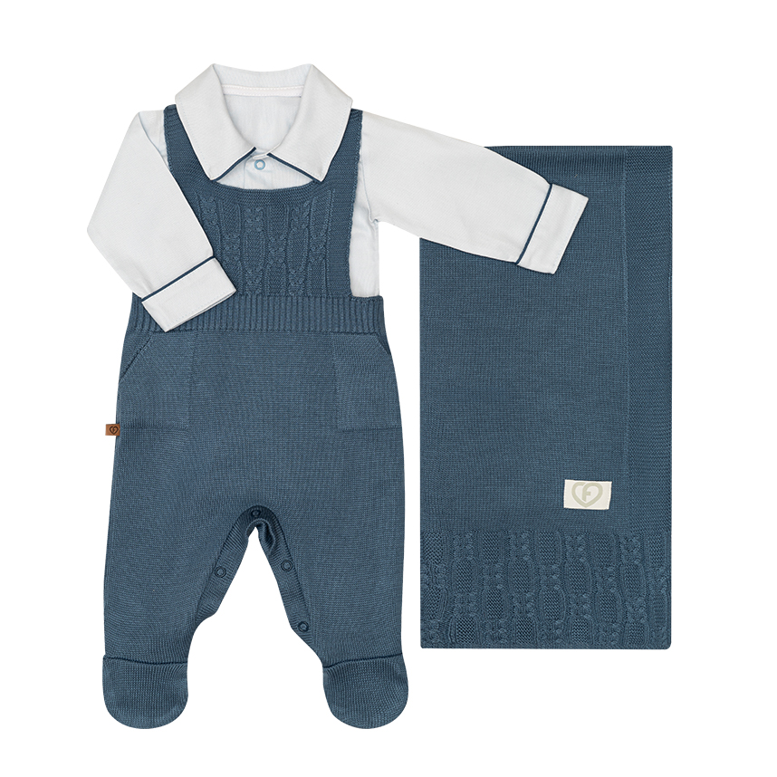 Saída Maternidade Fofinho Jardineira Body E Manta 3 Peças Saída Maternidade Fofinho Jardineira Body E Manta 3 Peças