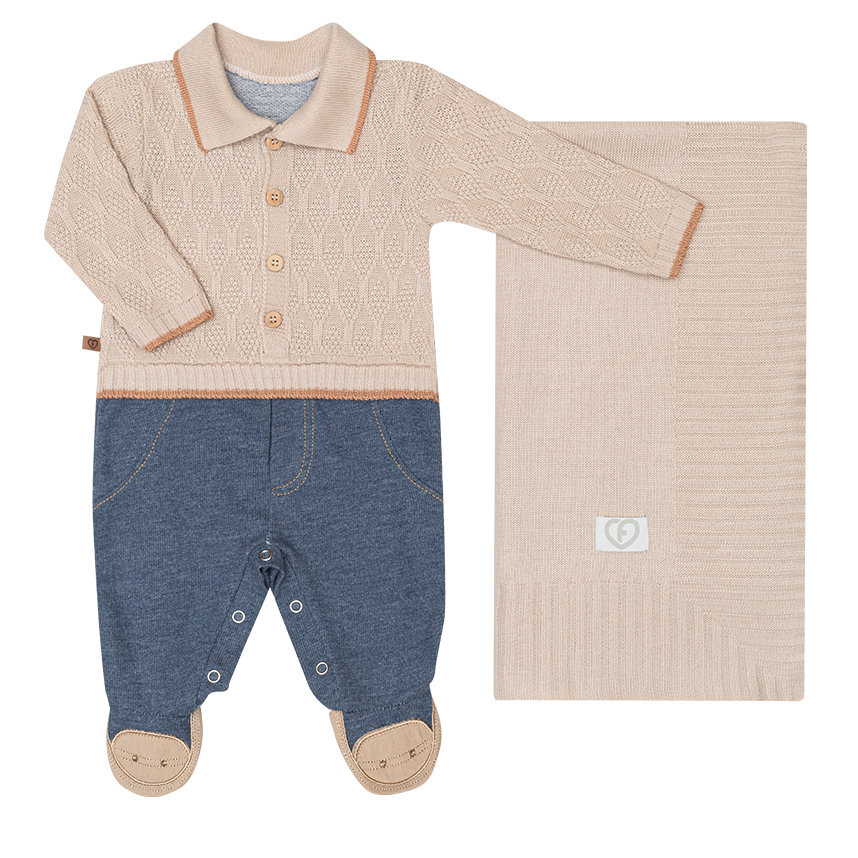 Saída Maternidade Fofinho Macacão E Manta 3 Peças Saída Maternidade Fofinho Macacão E Manta 3 Peças