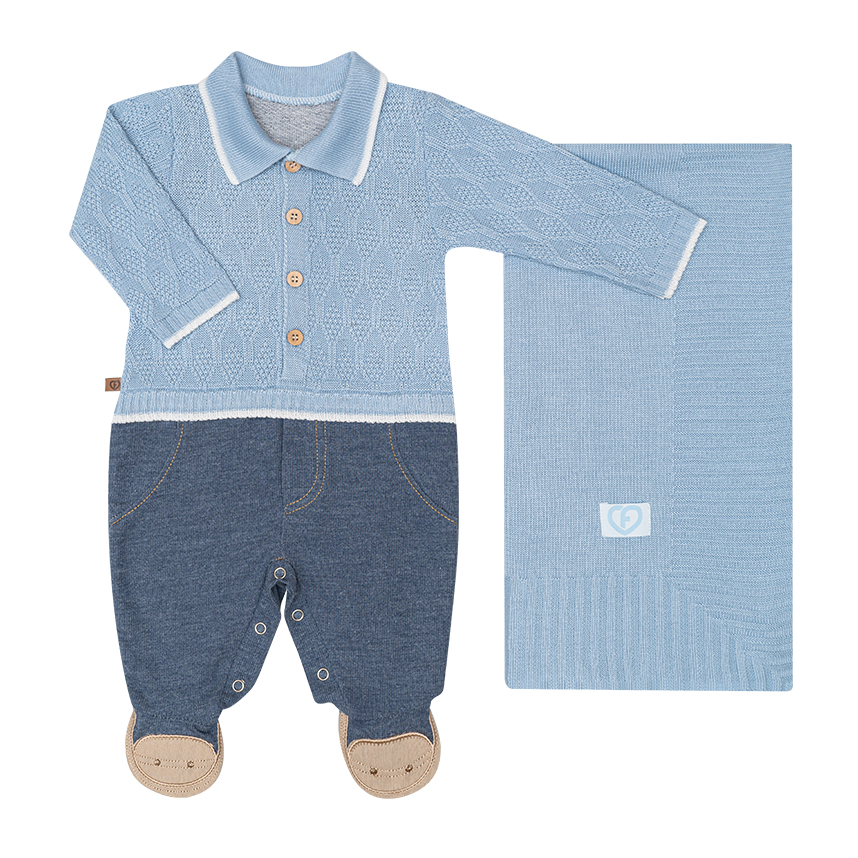 Saída Maternidade Fofinho Macacão E Manta 3 Peças Saída Maternidade Fofinho Macacão E Manta 3 Peças