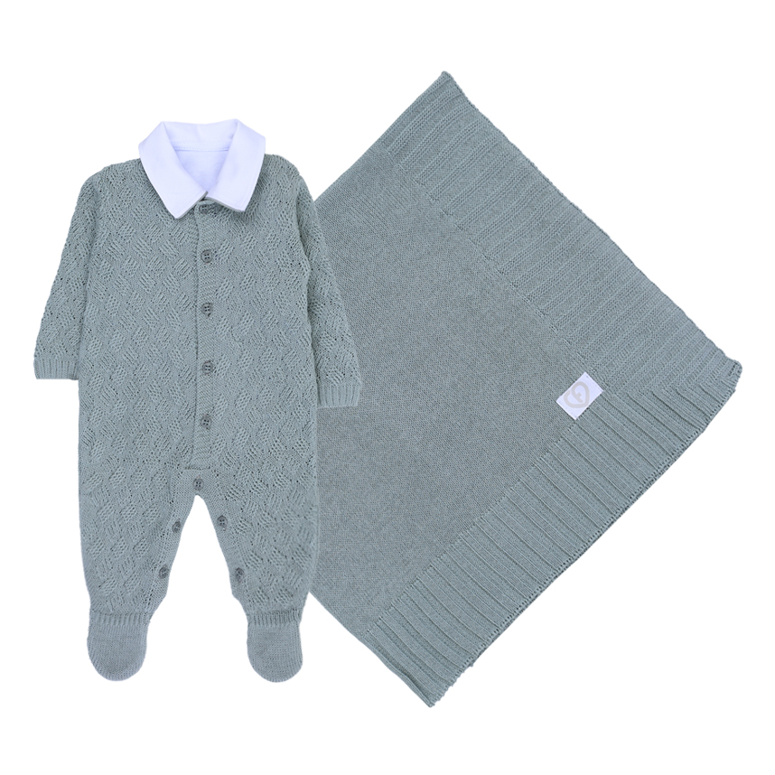 Saída Maternidade Fofinho Macacão Body E Manta 3 Peças