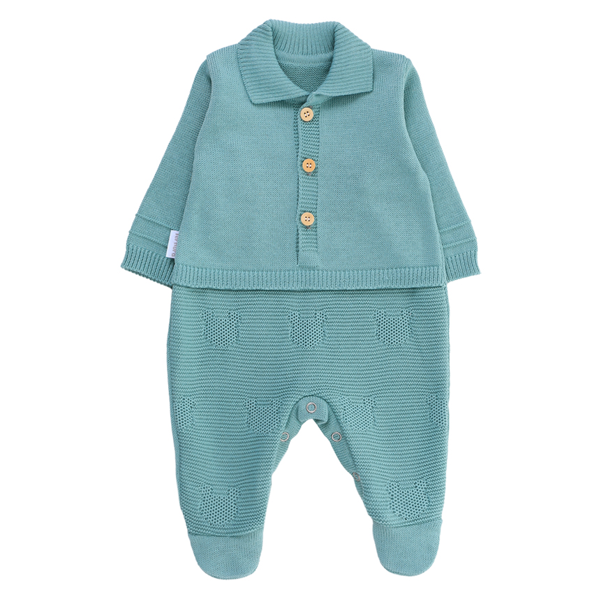 Saída Maternidade Ternura Menino Macacão Tricô 2 Peças