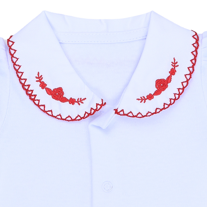 Body Bebê Fofinho Menina Suedine Gola Bordada Body Bebê Fofinho Menina Suedine Gola Bordada