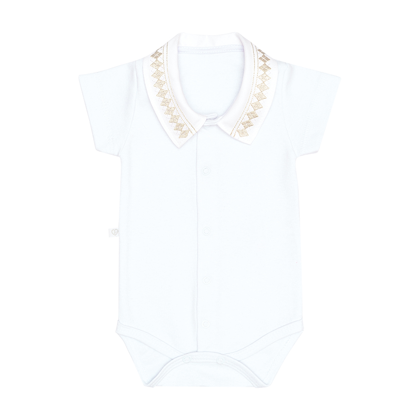 Body Fofinho Bebê Manga Curta Gola Bordada Em Suedine Body Fofinho Bebê Manga Curta Gola Bordada Em Suedine