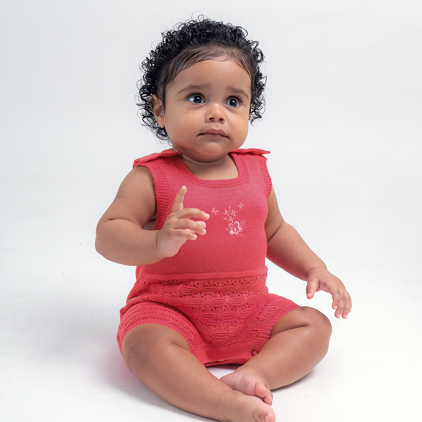 Banho De Sol Fofinho Menina Tricô Bordado Flores Banho De Sol Fofinho Menina Tricô Bordado Flores