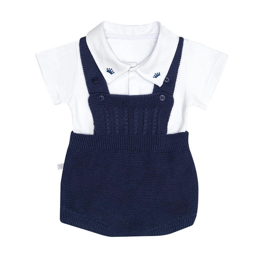 Macacão Com Body Bebê Fofinho Menino Tricô Trabalhado Macacão Com Body Bebê Fofinho Menino Tricô Trabalhado