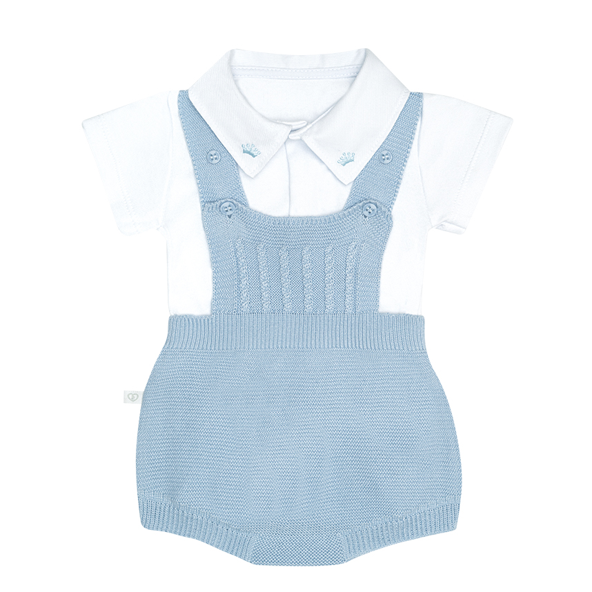 Macacão Com Body Bebê Fofinho Menino Tricô Trabalhado Macacão Com Body Bebê Fofinho Menino Tricô Trabalhado