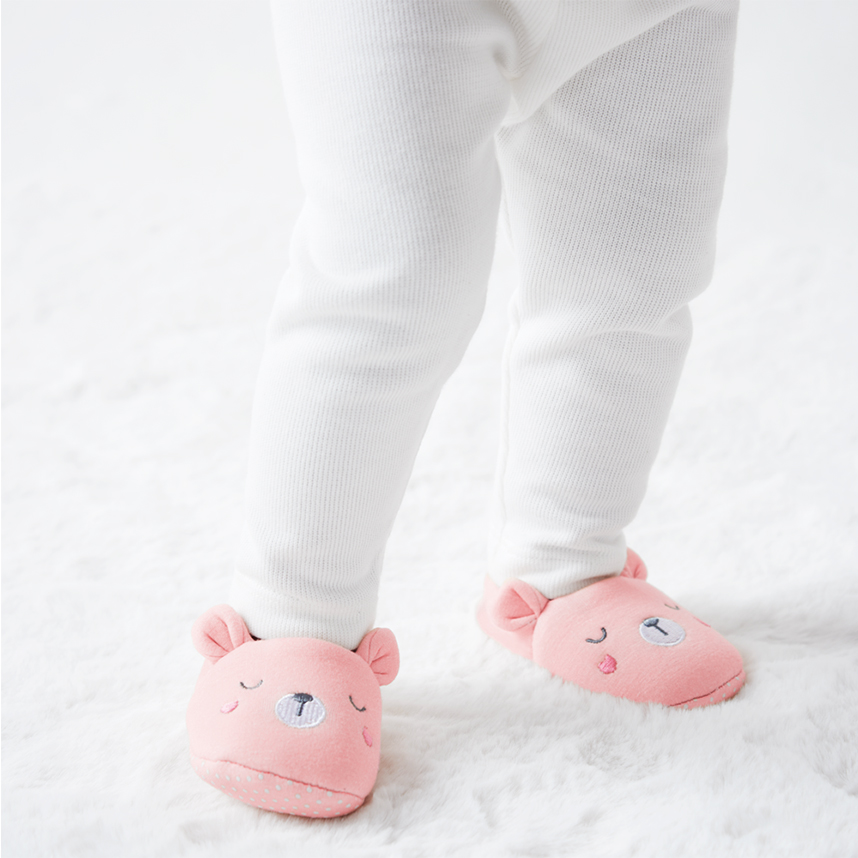 Pantufa Bebê Antiderrapante Urso Rosa 12 a 18 Meses