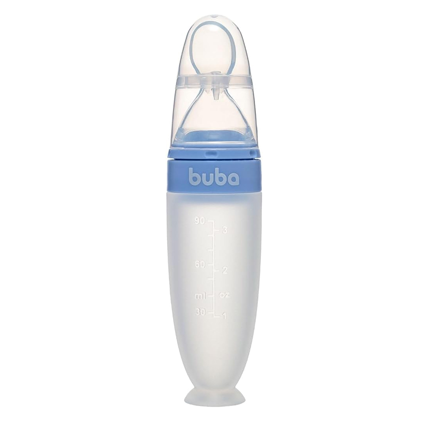 Colher Dosadora Infantil Buba Em Silicone Com Ventosa Azul Colher Dosadora Infantil Buba Em Silicone Com Ventosa Azul