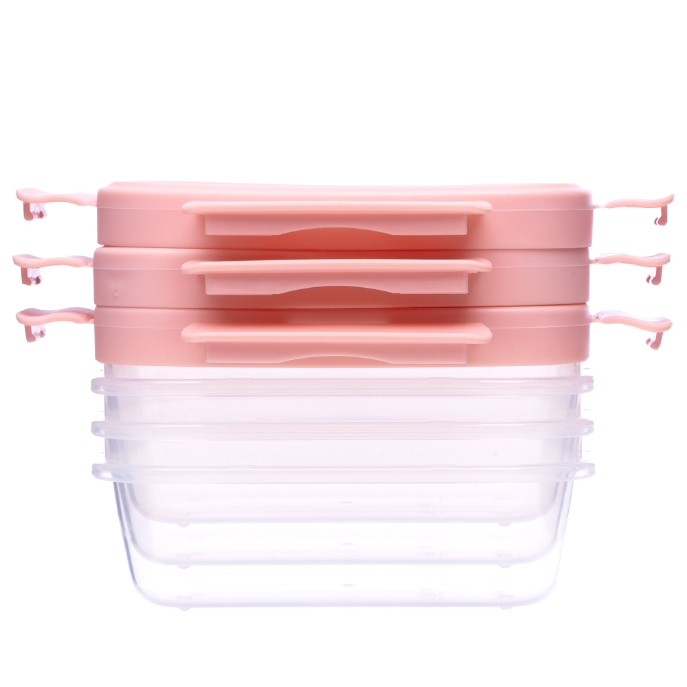 Kit Potinhos Buba Herméticos Rosa 3 Peças Kit Potinhos Buba Herméticos Rosa 3 Peças