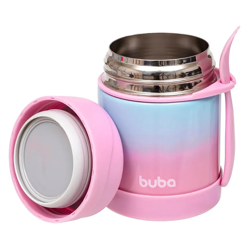 Pote Térmico Buba Dêgrade Com Colher Rosa Pote Térmico Buba Dêgrade Com Colher Rosa