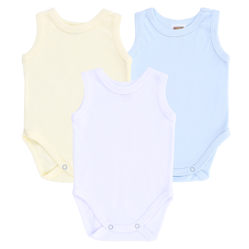 Kit Body Pop Cute Menino Regata Fio 30 Canelado 3 Peças Kit Body Pop Cute Menino Regata Fio 30 Canelado 3 Peças