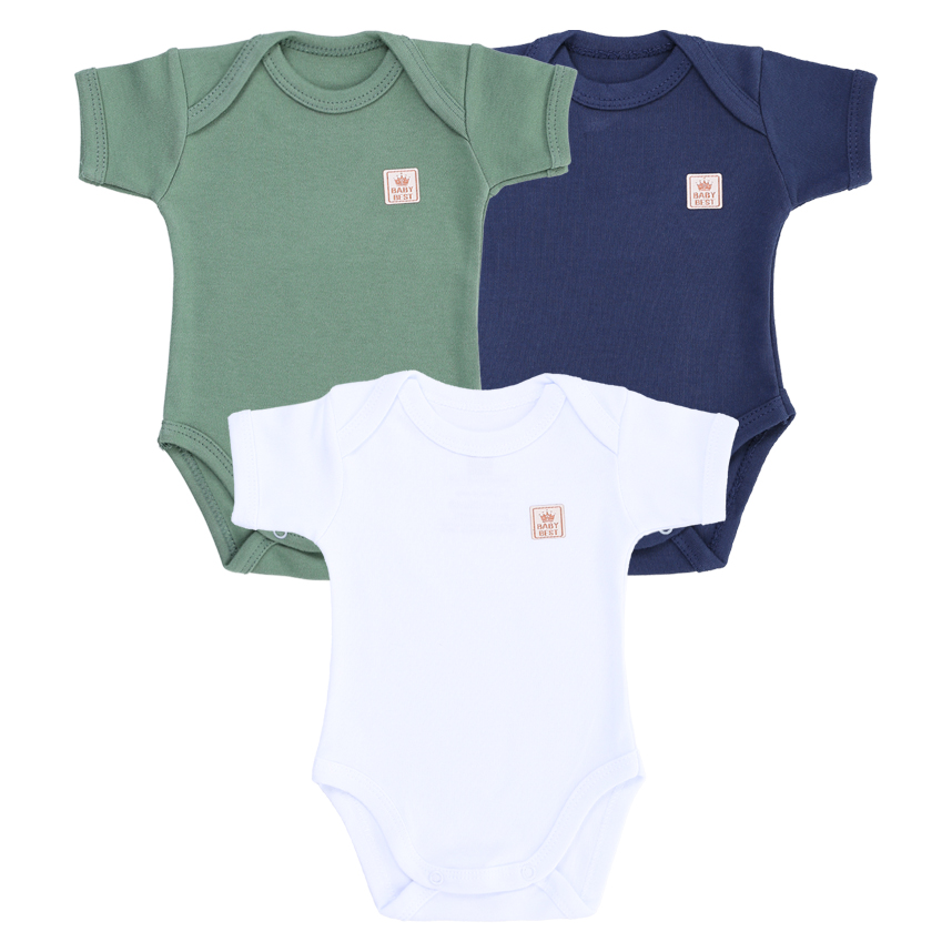 Kit Body Baby Best Menino Manga Curta 3 Peças