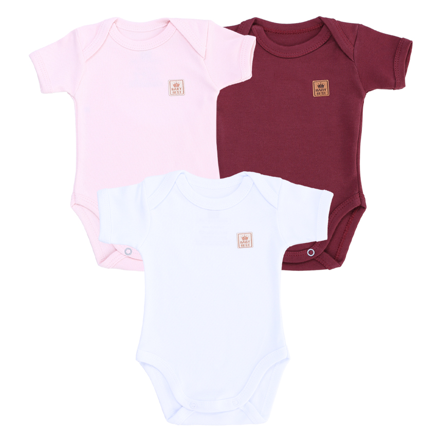 Kit Body Baby Best Menina Manga Curta 3 Peças Kit Body Baby Best Menina Manga Curta 3 Peças