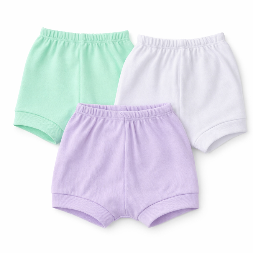 Kit Short Pop Cute Menina Liso Fio 30 Canelado 3 Peças