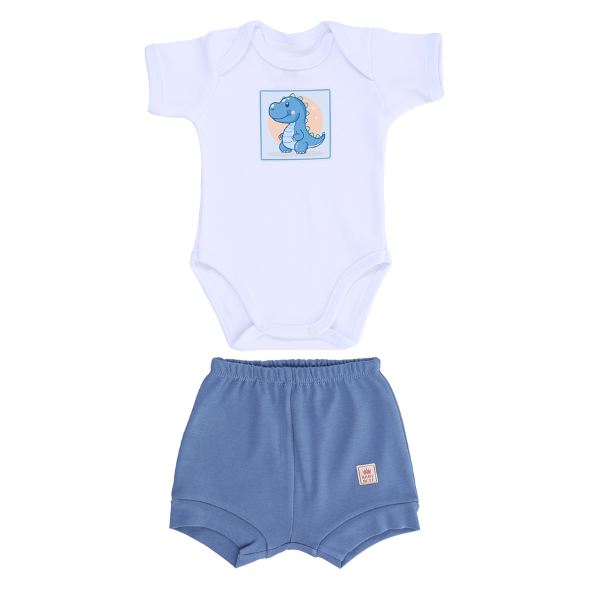 Conjunto Bebê Baby Best Body Manga Curta Dino E Bermuda