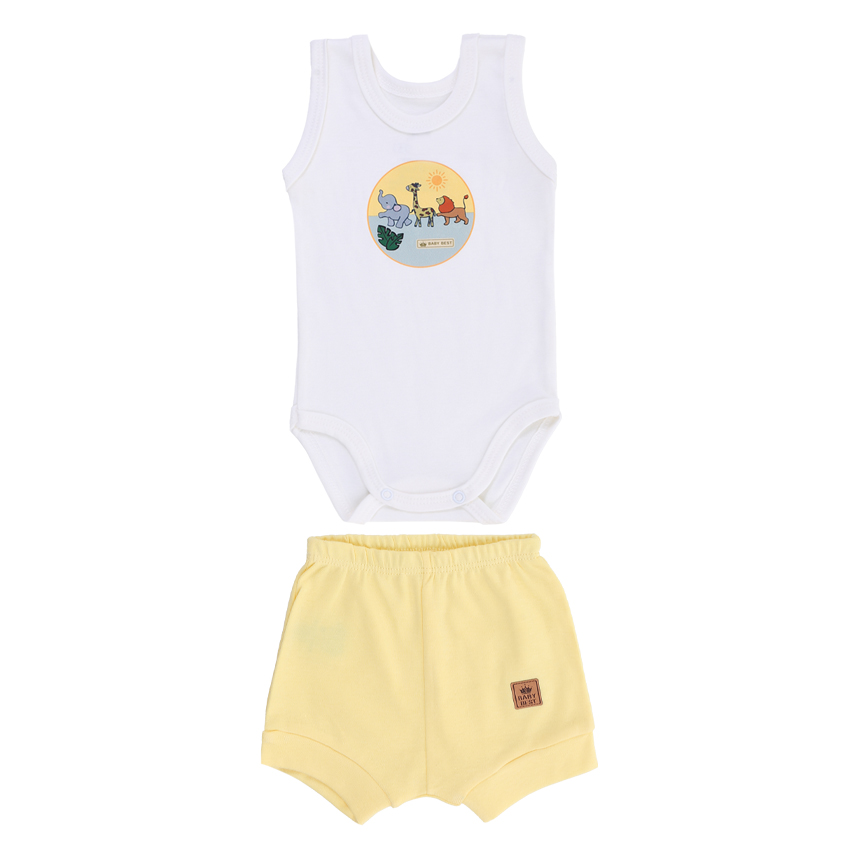 Conjunto Baby Best unissex Body E Short Estampa Safari