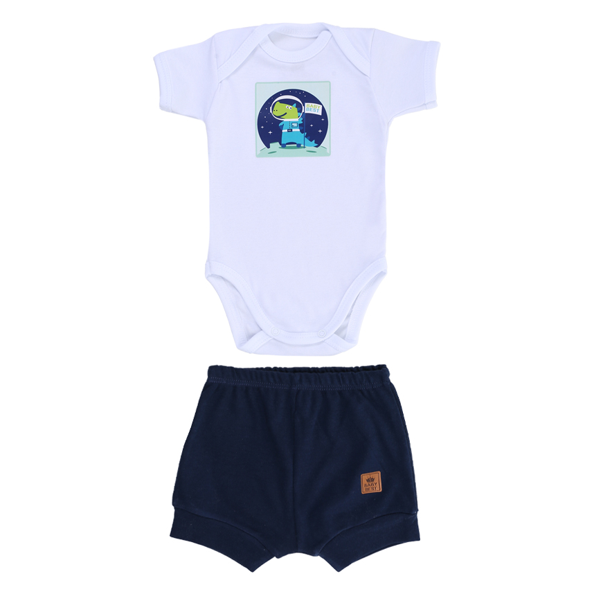 Conjunto Bebê Baby Best Body Manga Curta Dino E Bermuda