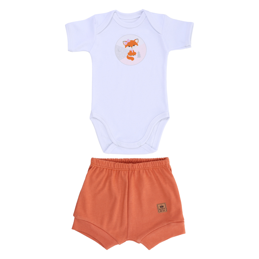 Conjunto Baby Best Body Manga Curta Estampa Raposa E Short