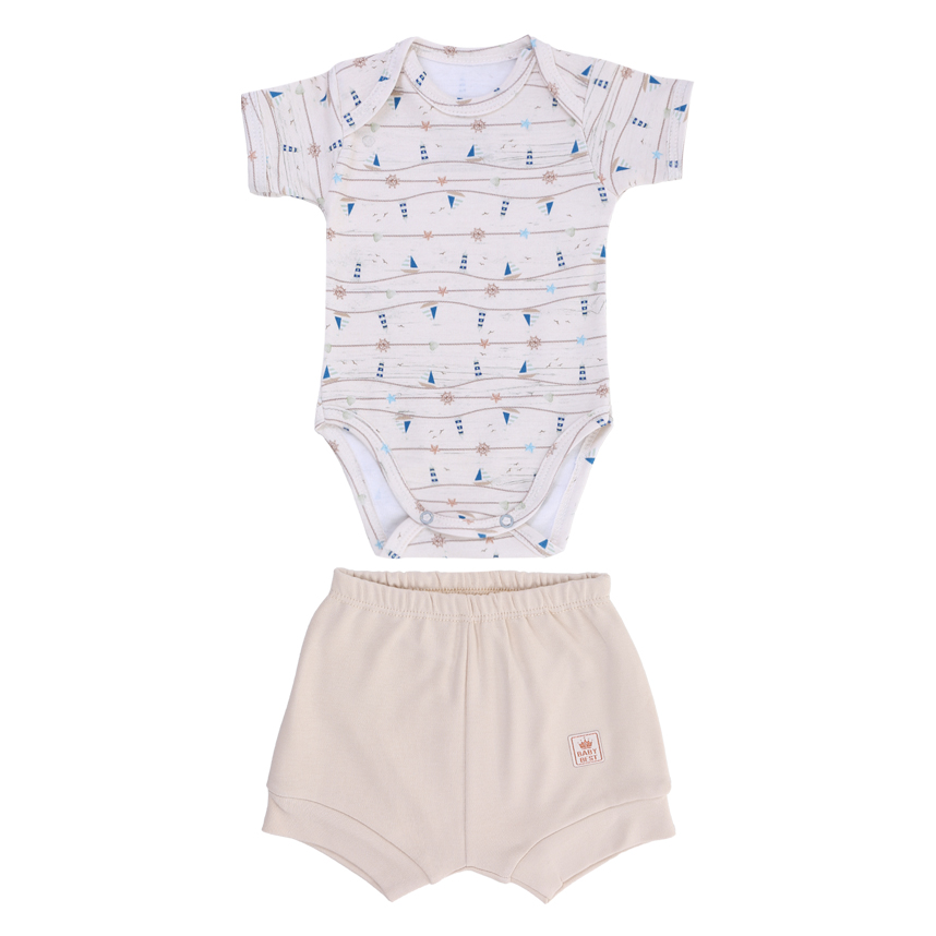 Conjunto Baby Best Menino Body E Bermuda Estampa Barcos Conjunto Baby Best Menino Body E Bermuda Estampa Barcos