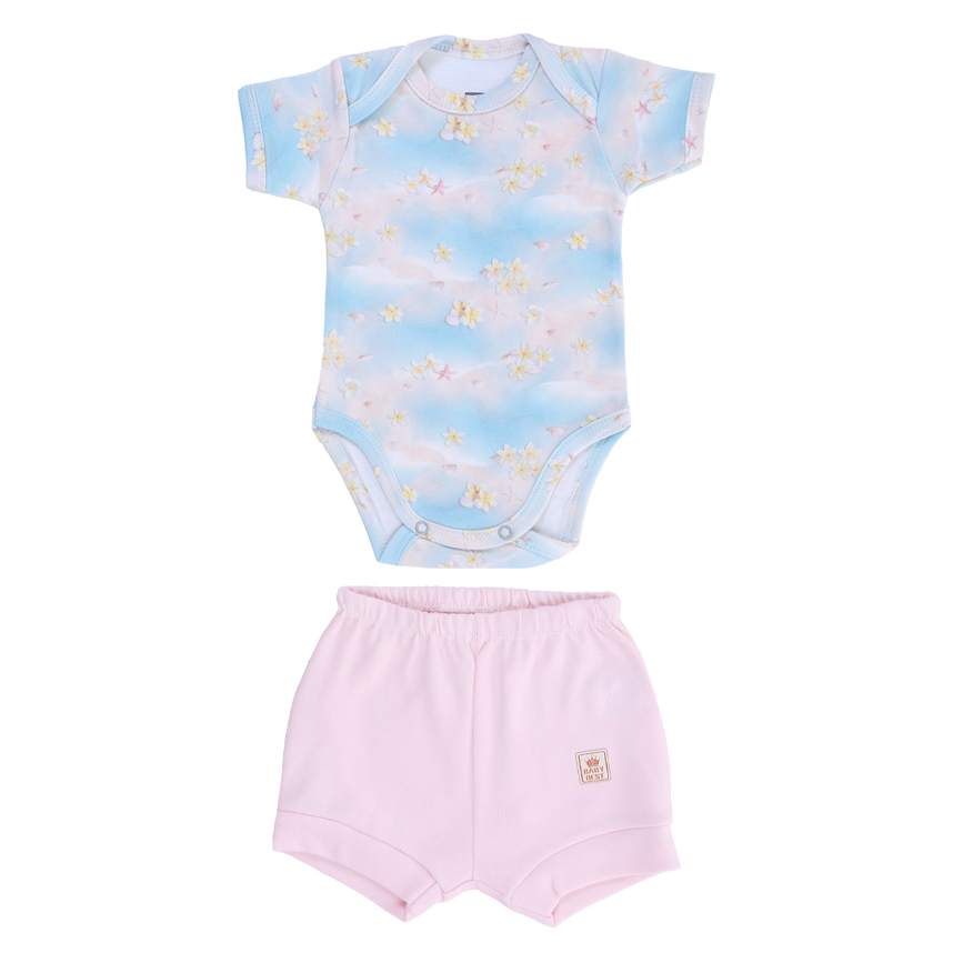 Conjunto Baby Best Body Manga Curta Estampa Flores E Short