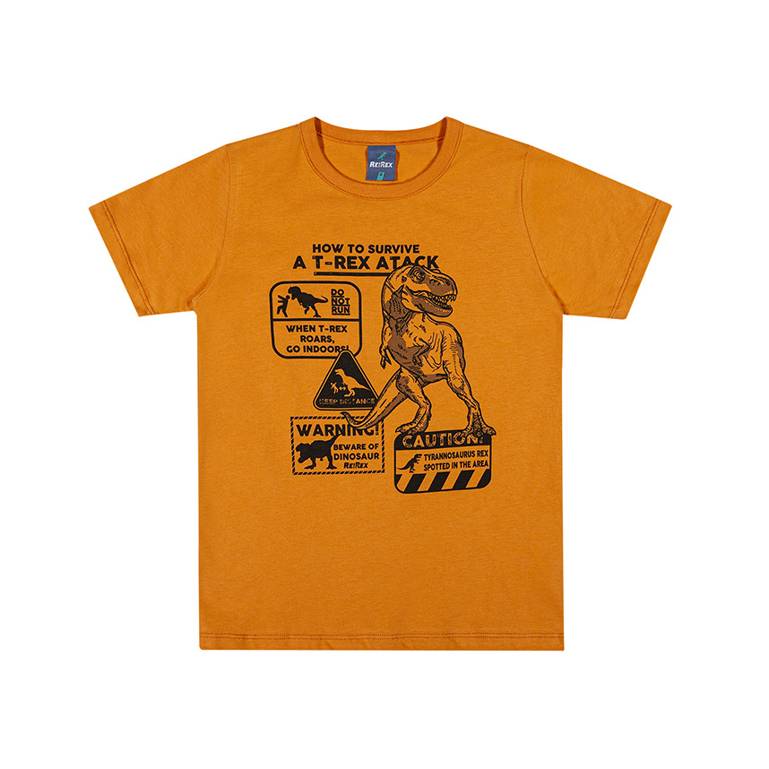 Camiseta Infantil Reirex Manga Curta Estampa Dinossauro