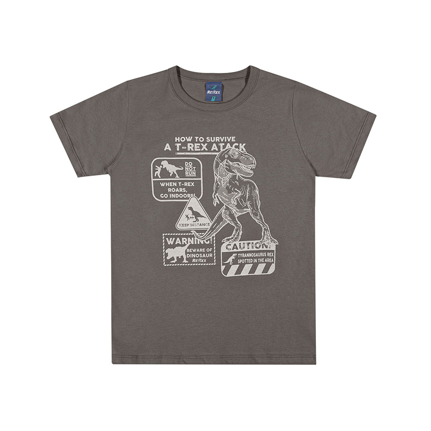 Camiseta Infantil Reirex Manga Curta Estampa Dinossauro