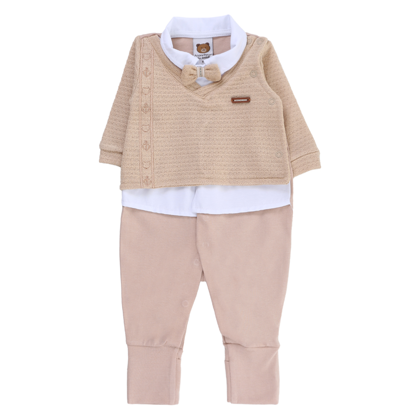 Saída Maternidade Aconchego Bordada Com Gravata  3 Peças Saída Maternidade Aconchego Bordada Com Gravata  3 Peças