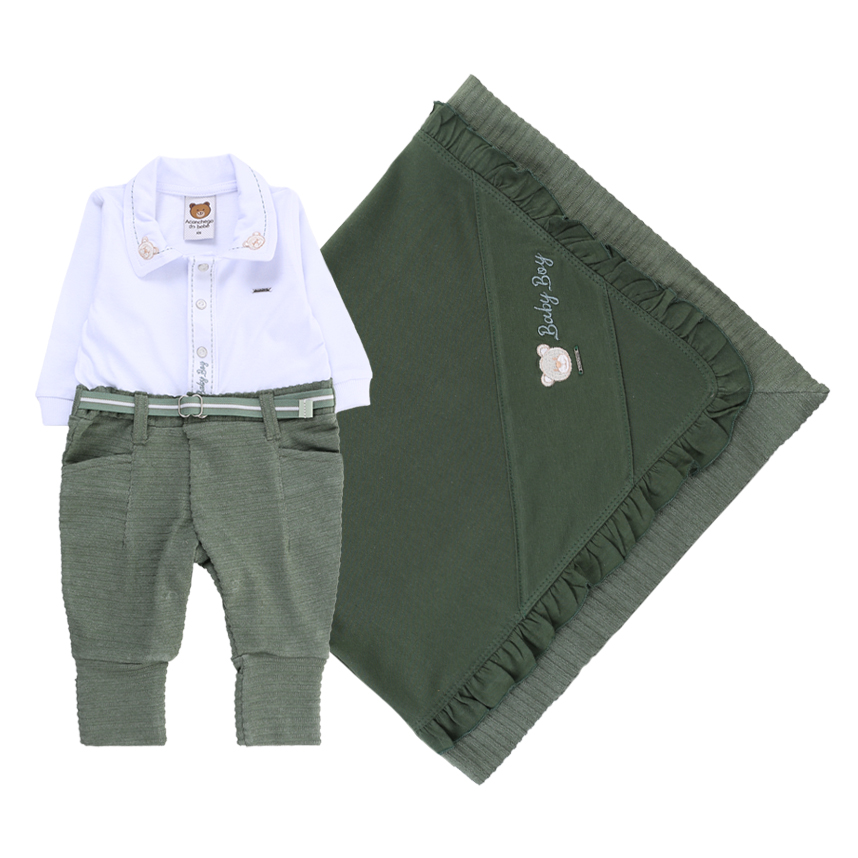 Saída Maternidade Aconchego Bordado Ursinho 2 Peças Saída Maternidade Aconchego Bordado Ursinho 2 Peças