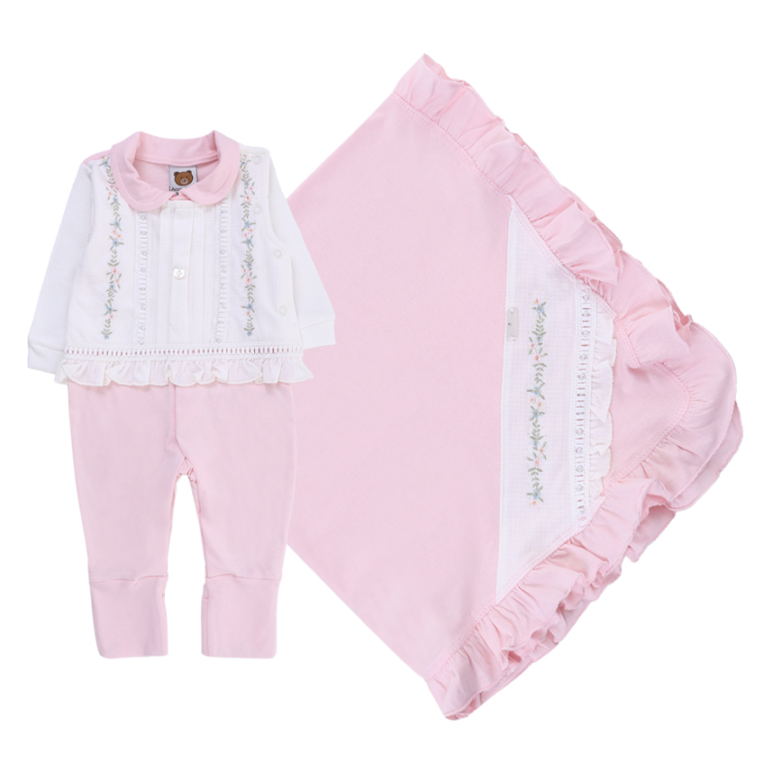 Saída Maternidade Aconchego  Vestido Flor Pérolas 3 Peças Saída Maternidade Aconchego  Vestido Flor Pérolas 3 Peças