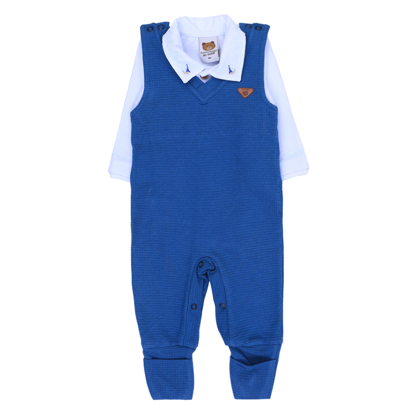 Macacão Bebê Longo Aconchego Com Body   2 Peças