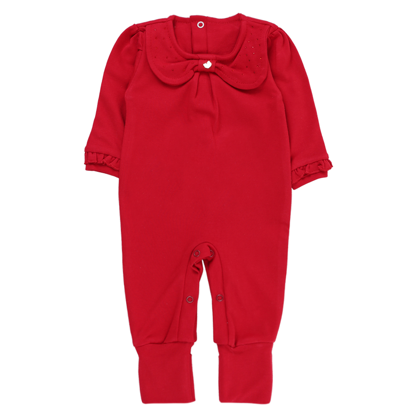 Macacão Bebê Longo Aconchego Gola com Laço e Faixa 2 Peças