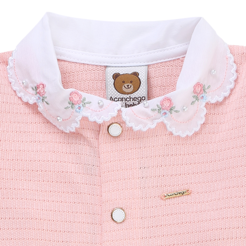 Macacão Bebê Longo Aconchego Gola E Punho Bordado