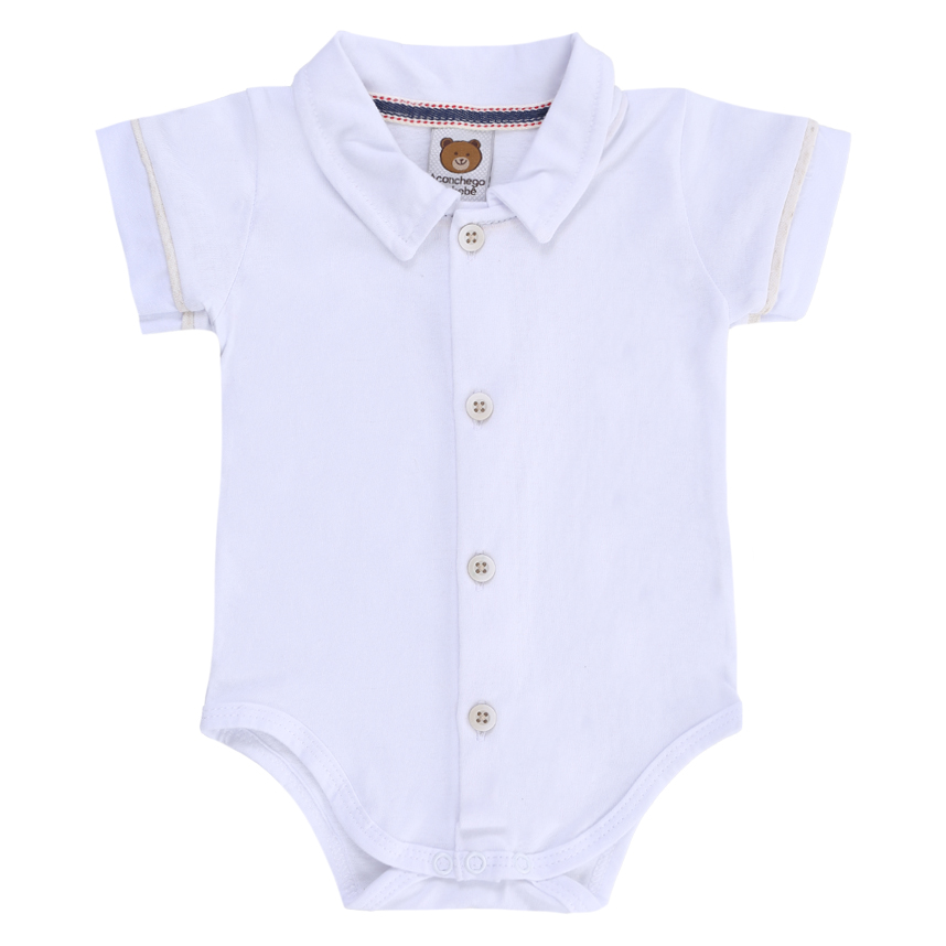 Macacão Curto Aconchego Com  Body  Bordado Urso 2 Peças Macacão Curto Aconchego Com  Body  Bordado Urso 2 Peças