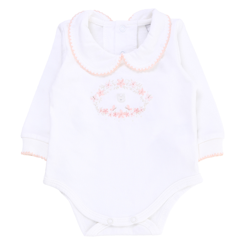 Conjunto Bebê Aconchego  Body Bordado Flor E Calça Com laço