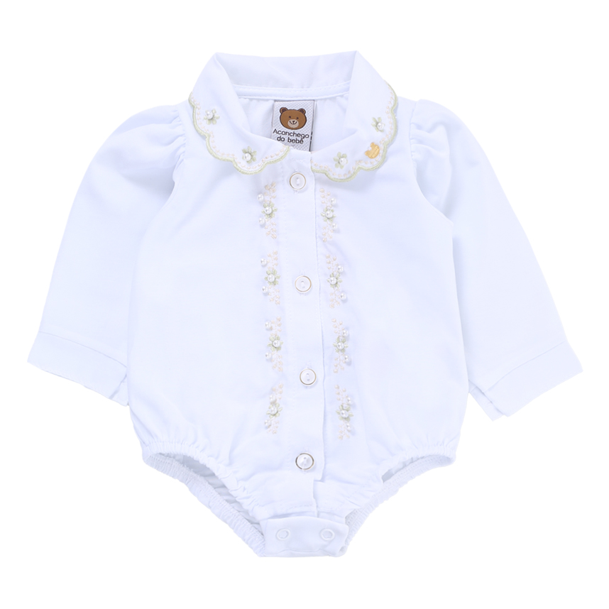 Conjunto Bebê Aconchego Body Bordado E Calça Com Laços
