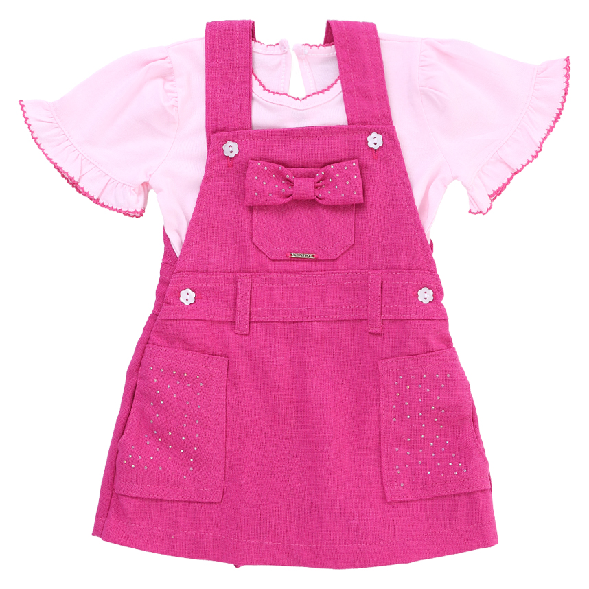 Salopete Bebê Aconchego E Body  Com Laço E Strass