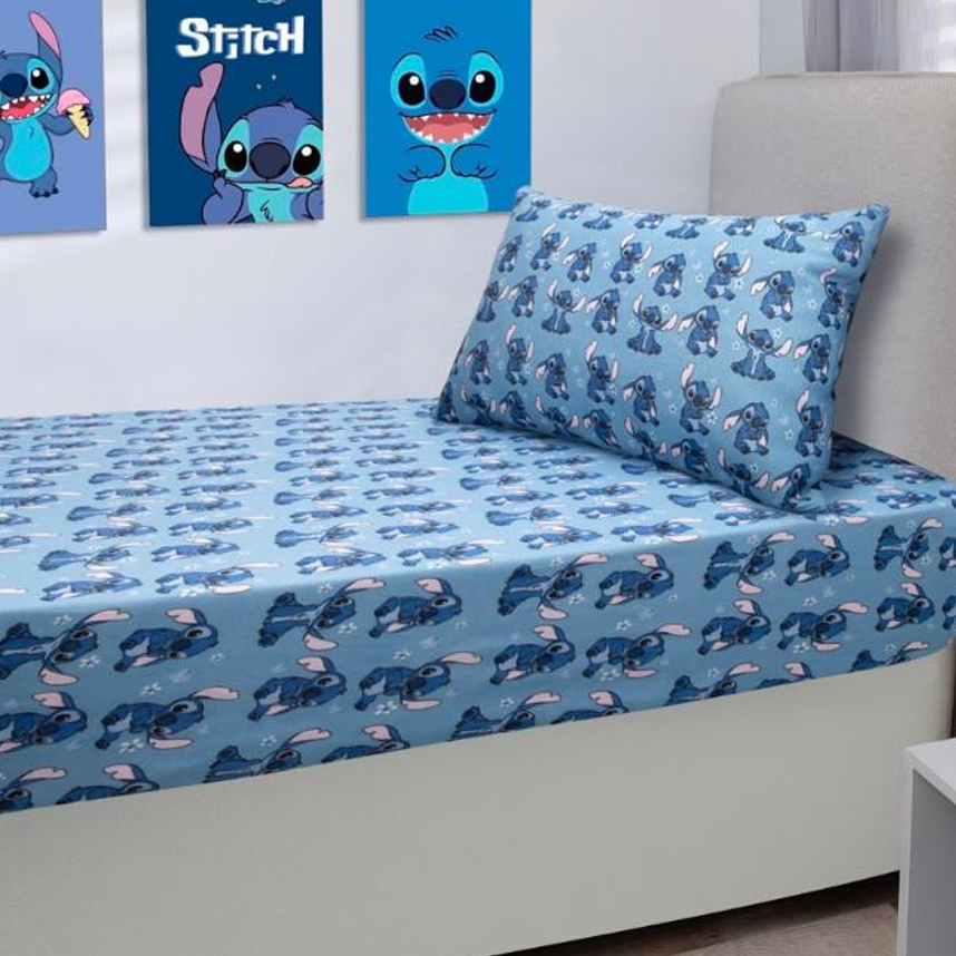 Jogo de Lençol Solteiro Portallar Stitch Song Disney  2 Peças