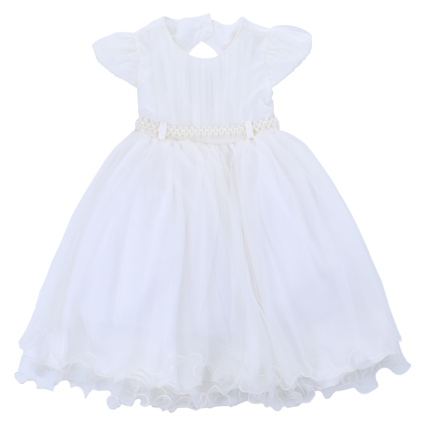 Vestido Infantil Menina Bonita Pala Franzida Cinto Pérola Vestido Infantil Menina Bonita Pala Franzida Cinto Pérola