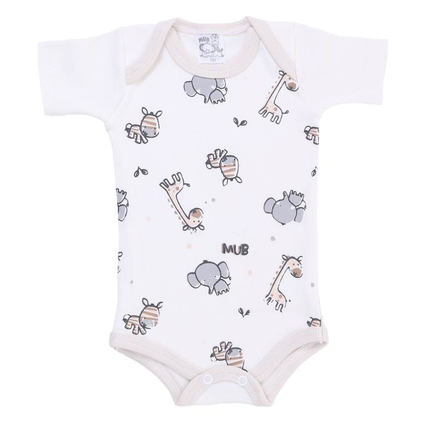 Body Bebê Mub Manga Curta  Bichinhos Gato Urso  3 Peças Body Bebê Mub Manga Curta  Bichinhos Gato Urso  3 Peças