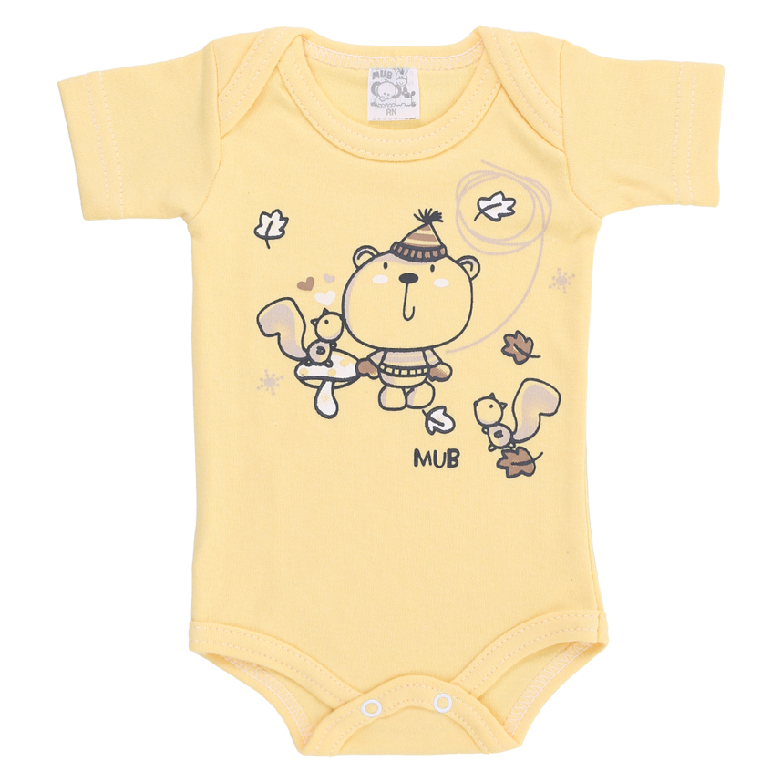 Body Bebê Mub Manga Curta  Ursos Cordas Esquilo 3 Peças Body Bebê Mub Manga Curta  Ursos Cordas Esquilo 3 Peças